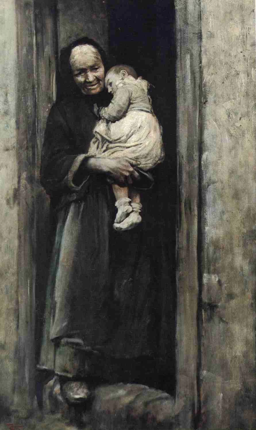Vecchia donna con bambino